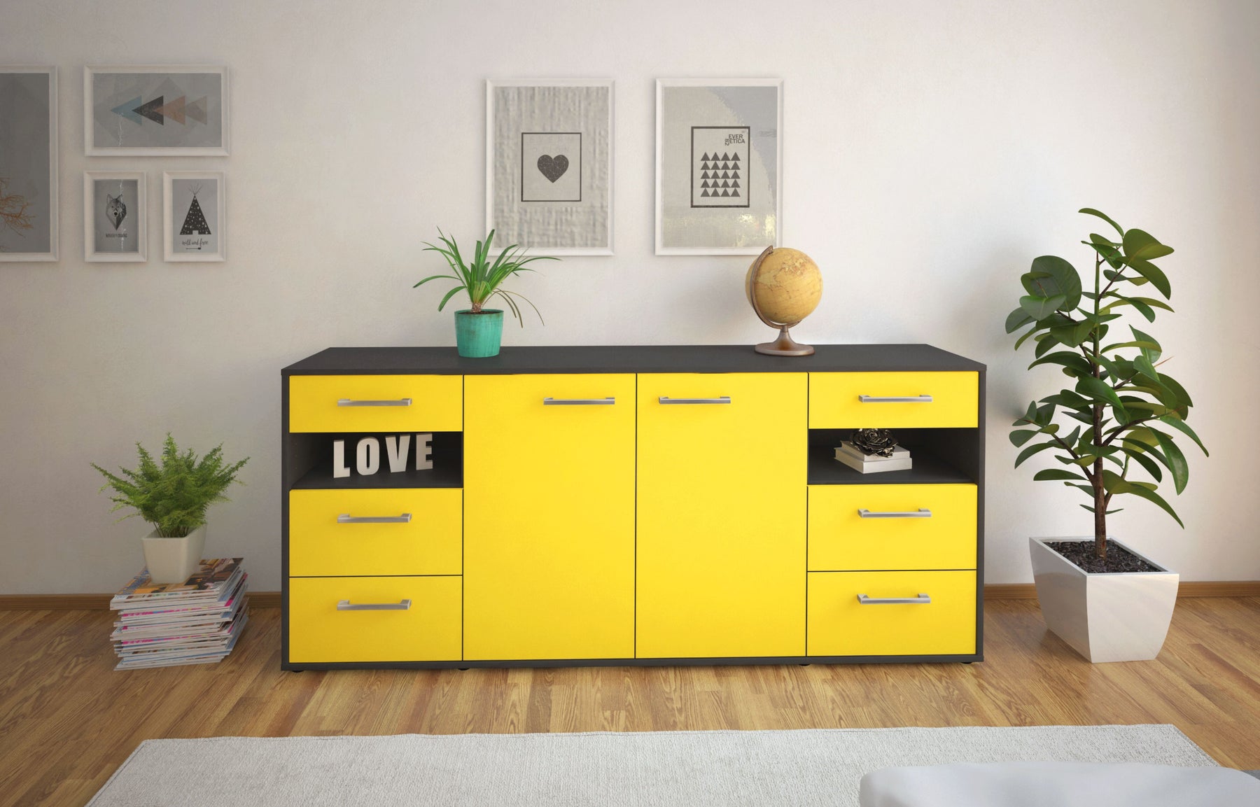 Sideboard Francesca, Gelb Studio (180x79x35cm) - Dekati GmbH