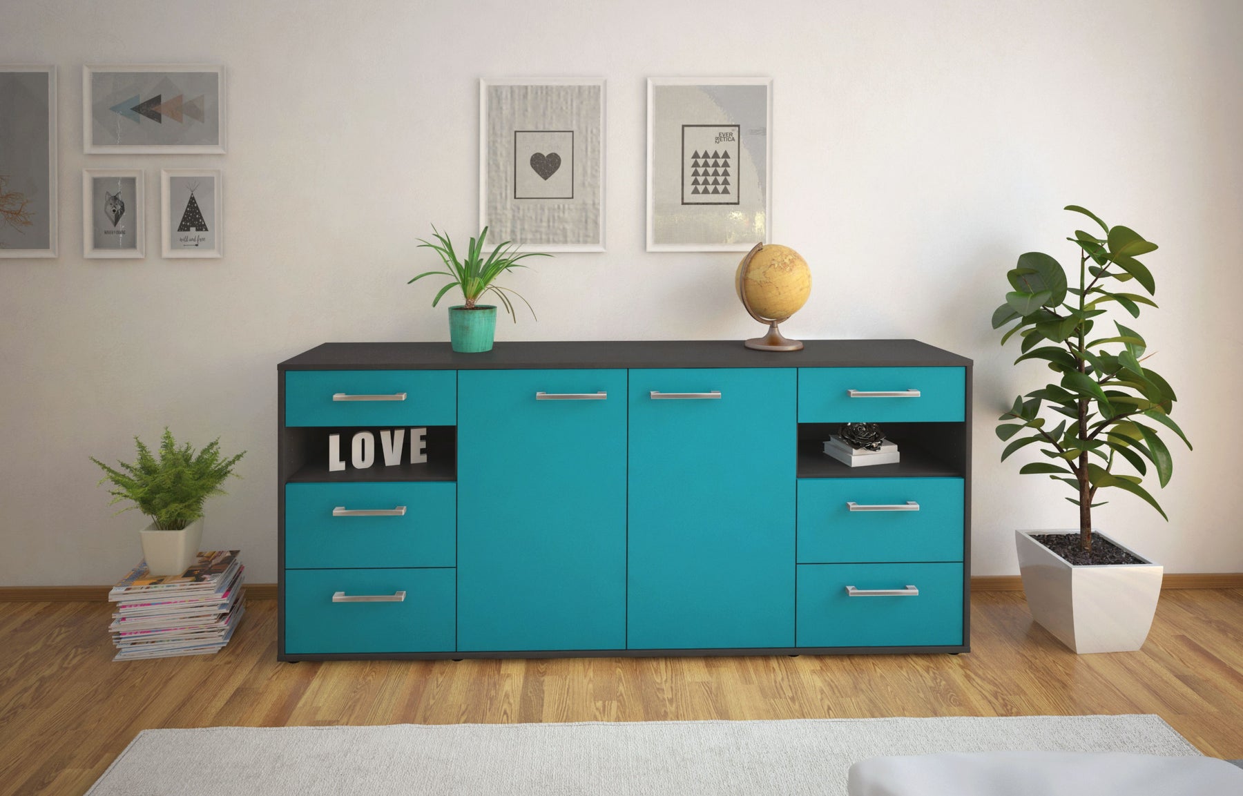 Sideboard Francesca, Tuerkis Studio (180x79x35cm) - Dekati GmbH