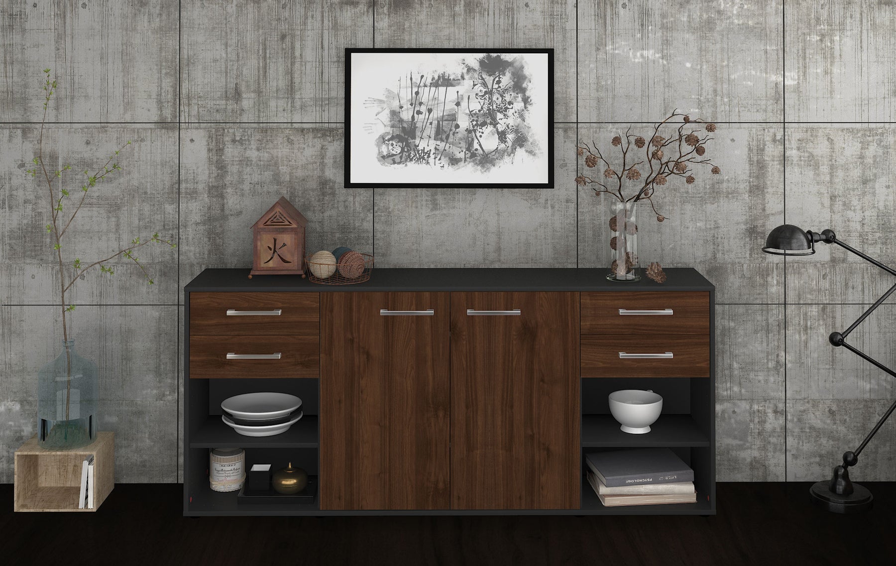 Sideboard Franka, Walnuss Studio (180x79x35cm) - Dekati GmbH