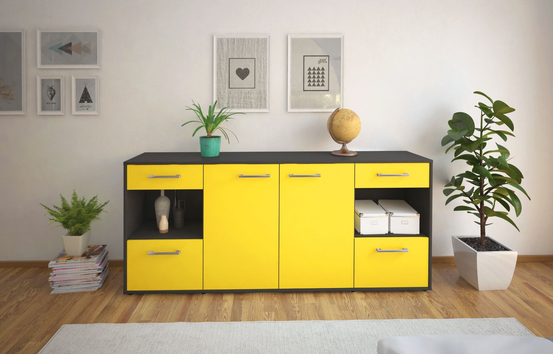 Sideboard Gabriella, Gelb Studio (180x79x35cm) - Dekati GmbH