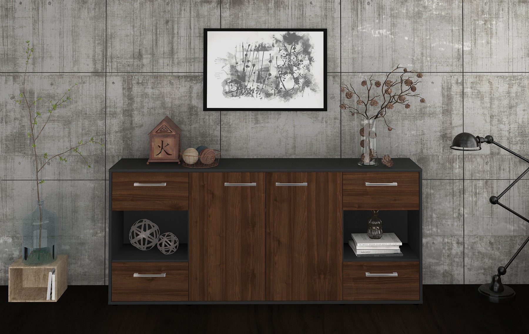 Sideboard Gaia, Walnuss Studio (180x79x35cm) - Dekati GmbH