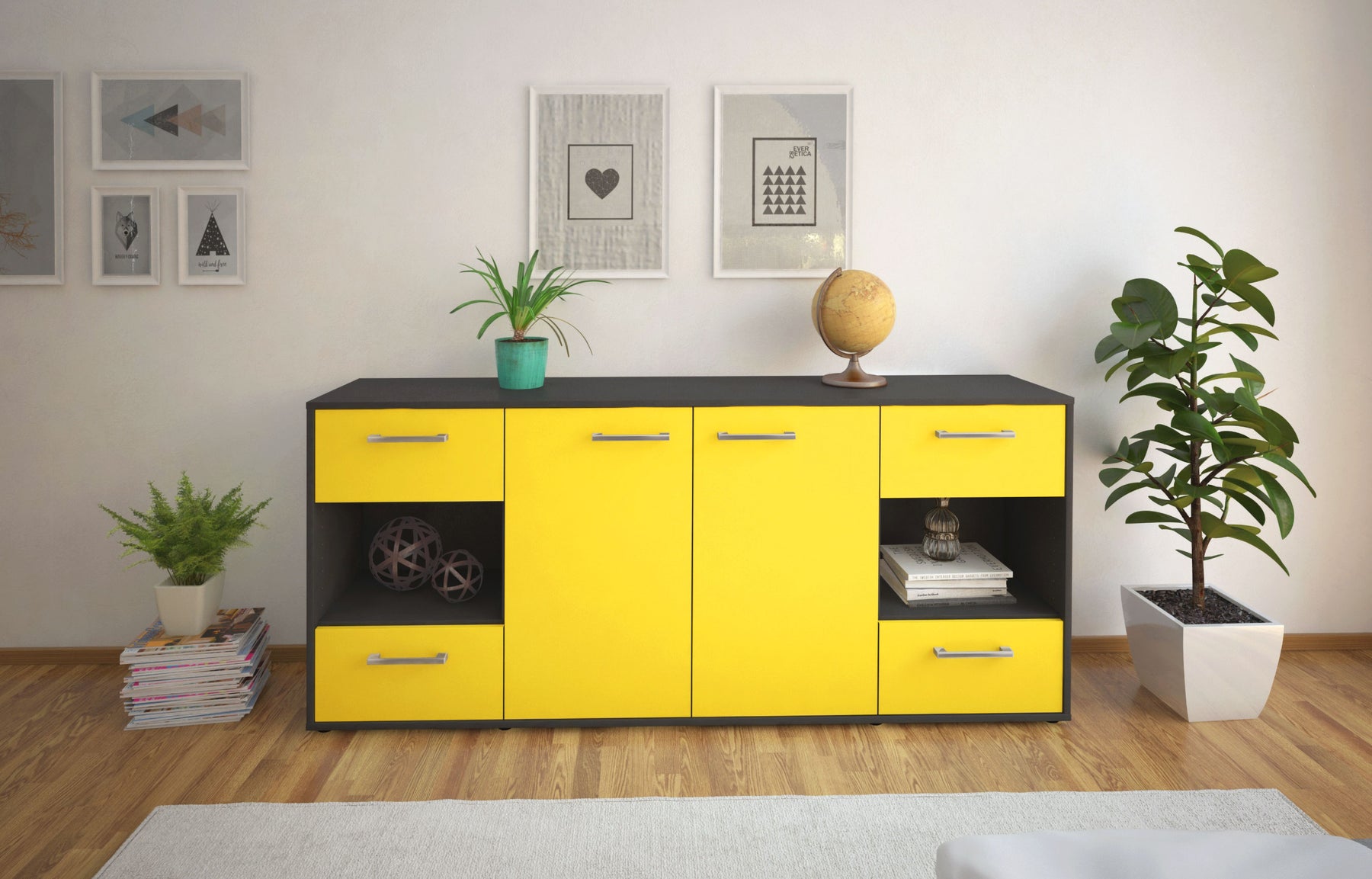 Sideboard Gaia, Gelb Studio (180x79x35cm) - Dekati GmbH