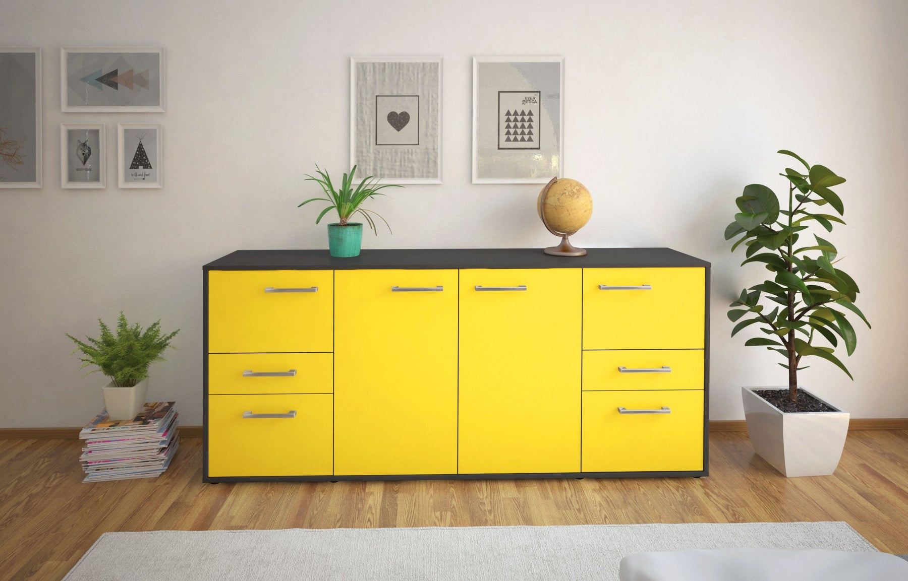 Sideboard Gemma, Gelb Studio (180x79x35cm) - Dekati GmbH