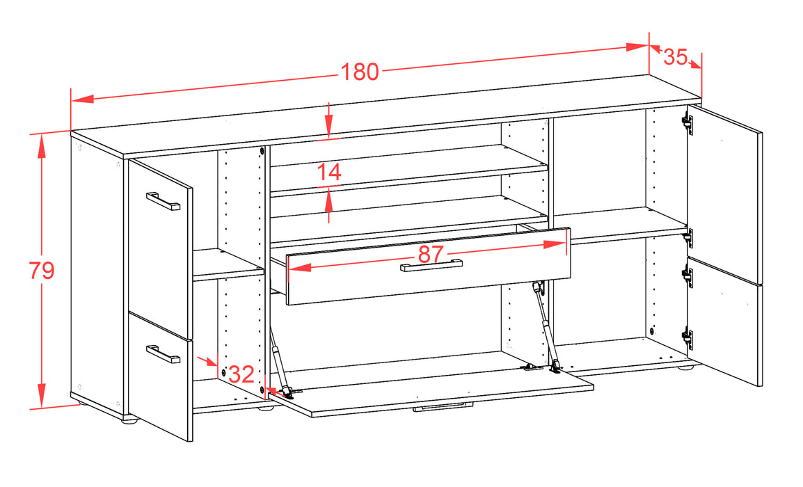 Sideboard Elsita, Rost Maß (180x79x35cm) - Dekati GmbH