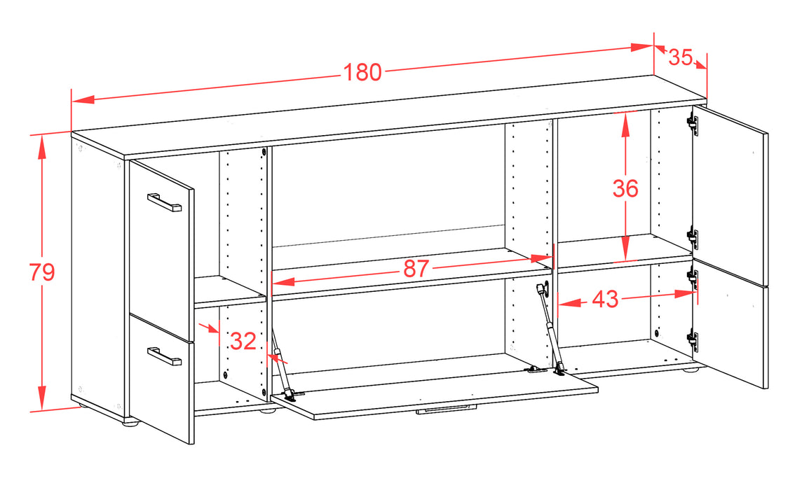 Sideboard Elvezia, Rost Maß (180x79x35cm) - Dekati GmbH