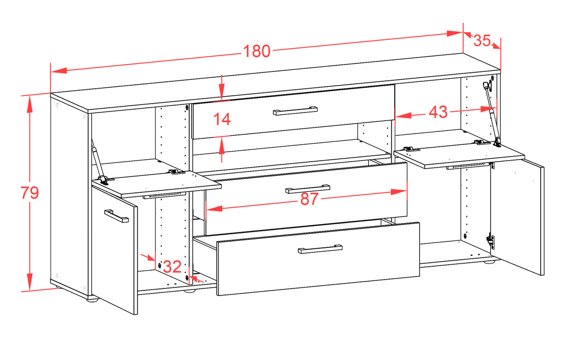 Sideboard Emma, Rost Maß (180x79x35cm) - Dekati GmbH