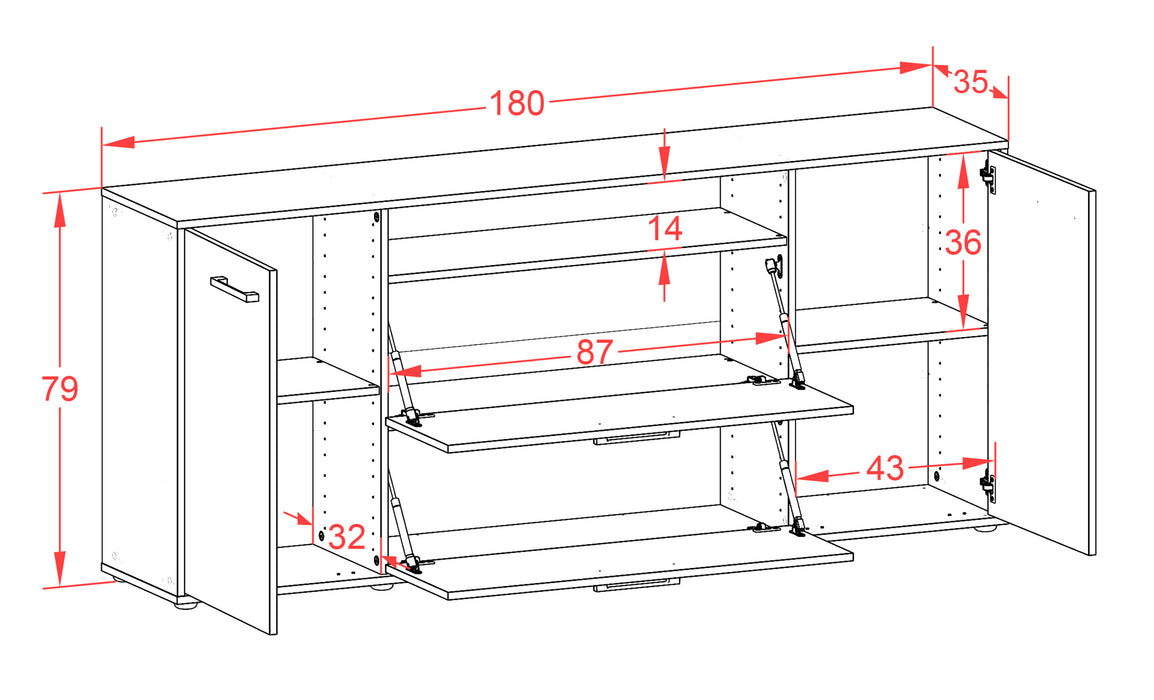 Sideboard Erina, Rost Maß (180x79x35cm) - Dekati GmbH