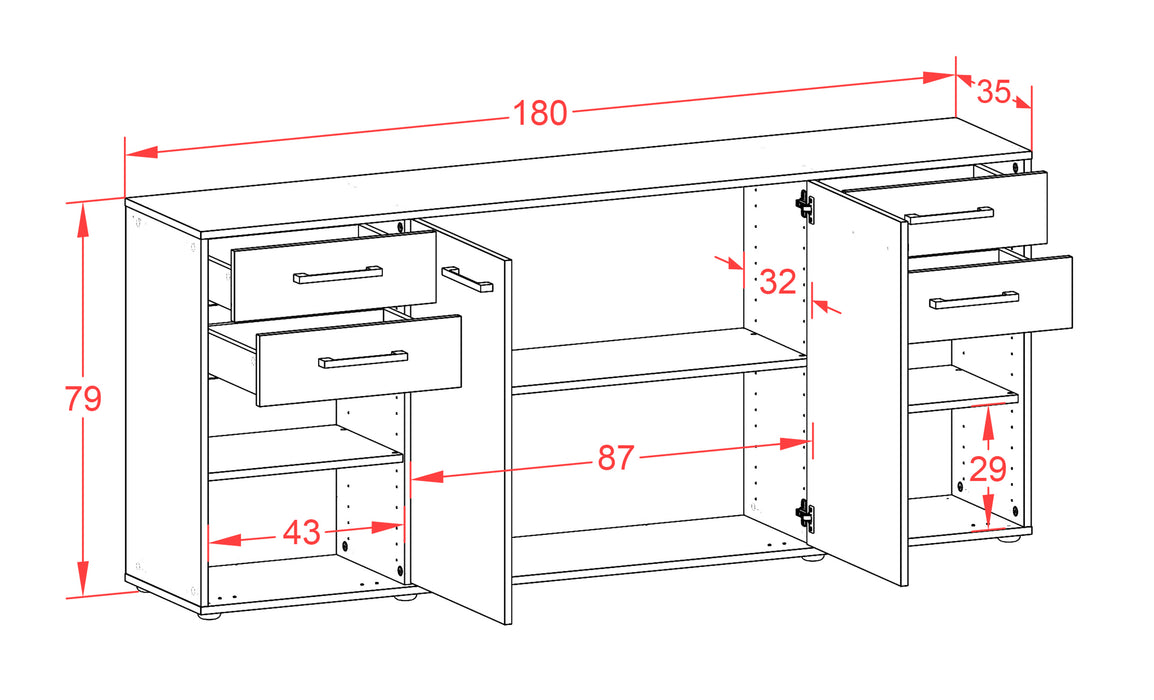 Sideboard Franka, Rost Maß (180x79x35cm) - Dekati GmbH