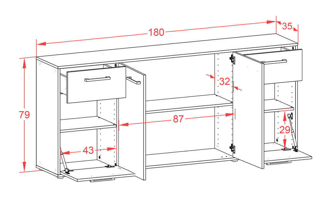 Sideboard Gaia, Rost Maß (180x79x35cm) - Dekati GmbH