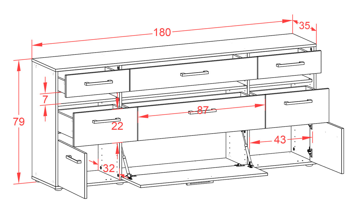 Sideboard Giada, Rost Maß (180x79x35cm) - Dekati GmbH