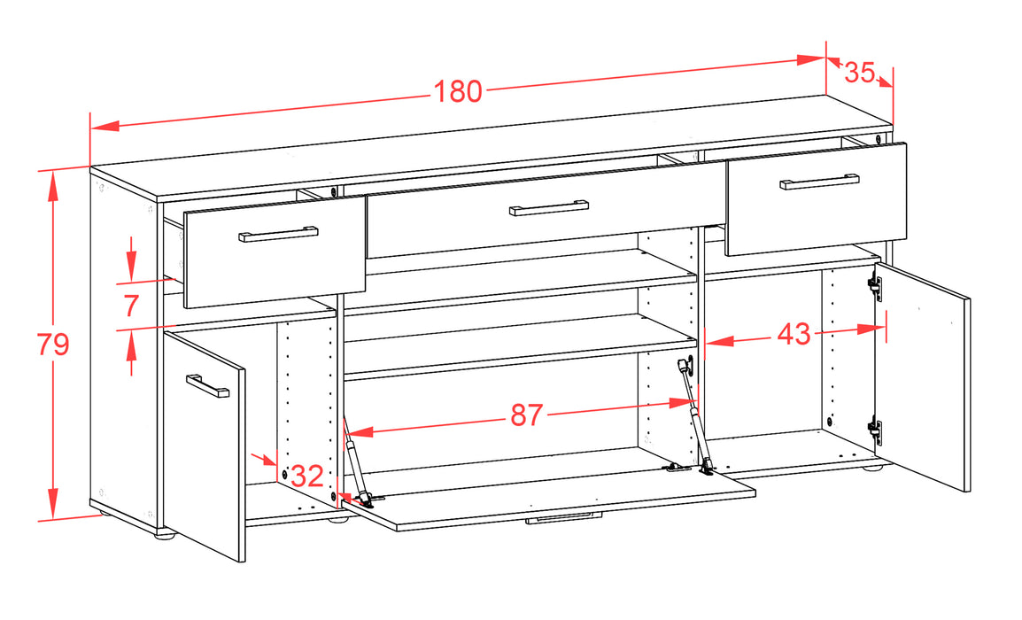 Sideboard Gina, Rost Maß (180x79x35cm) - Dekati GmbH