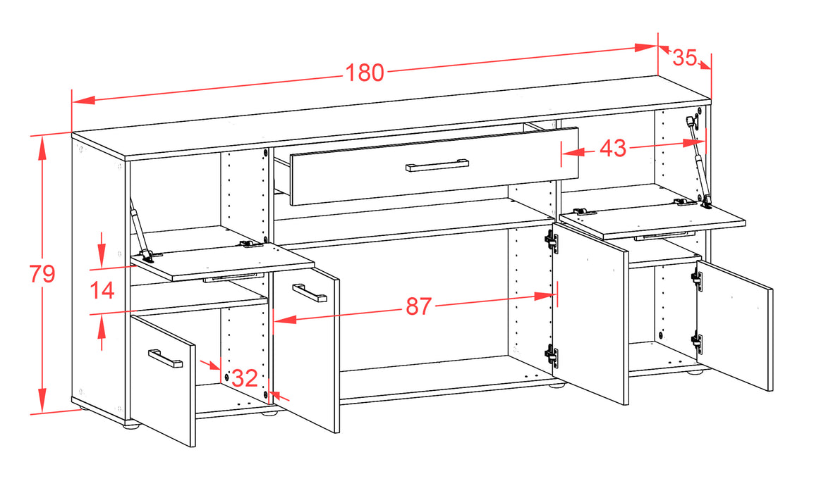 Sideboard Ginevra, Rost Maß (180x79x35cm) - Dekati GmbH