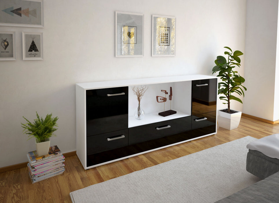 Sideboard Elvezia, Schwarz Front (180x79x35cm) - Dekati GmbH