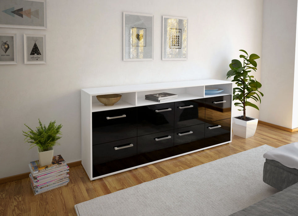 Sideboard Evita, Schwarz Front (180x79x35cm) - Dekati GmbH