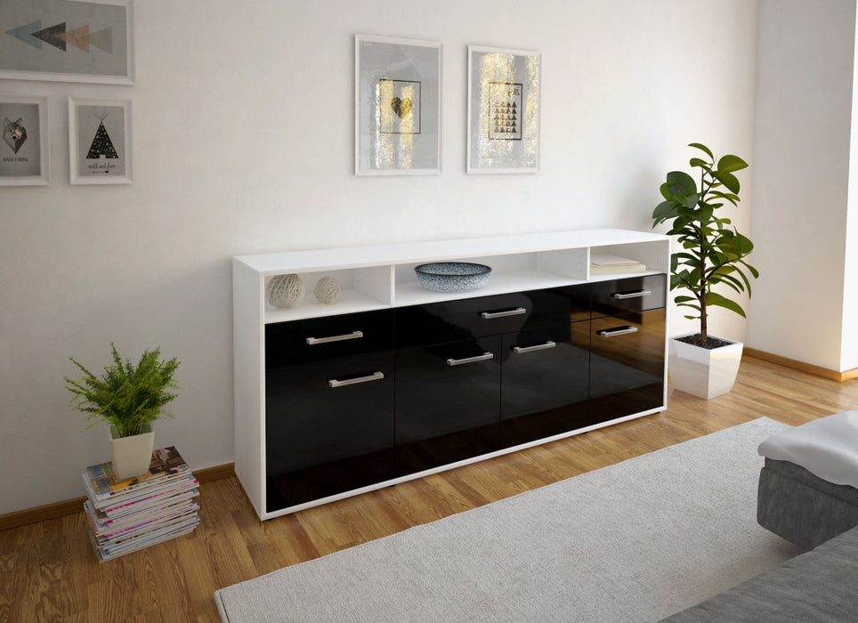 Sideboard Ezia, Schwarz Front (180x79x35cm) - Dekati GmbH