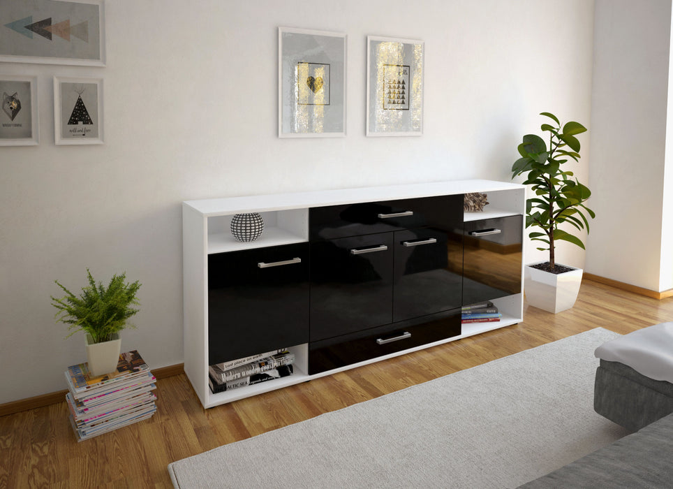 Sideboard Felicia, Schwarz Front (180x79x35cm) - Dekati GmbH