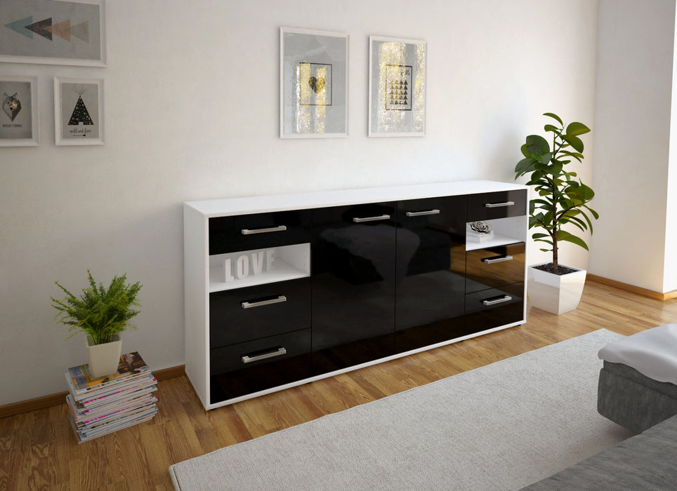 Sideboard Francesca, Schwarz Front (180x79x35cm) - Dekati GmbH