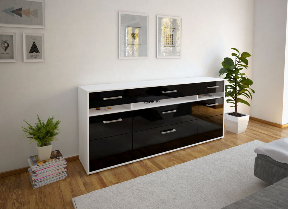 Sideboard Giada, Schwarz Front (180x79x35cm) - Dekati GmbH