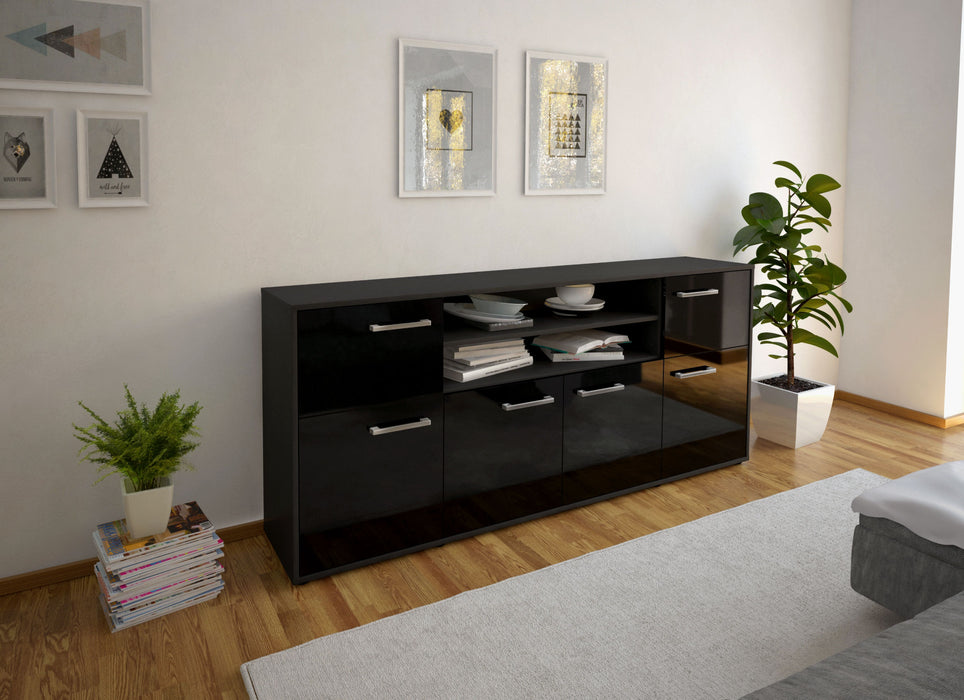 Sideboard Emilia, Schwarz Front (180x79x35cm) - Dekati GmbH