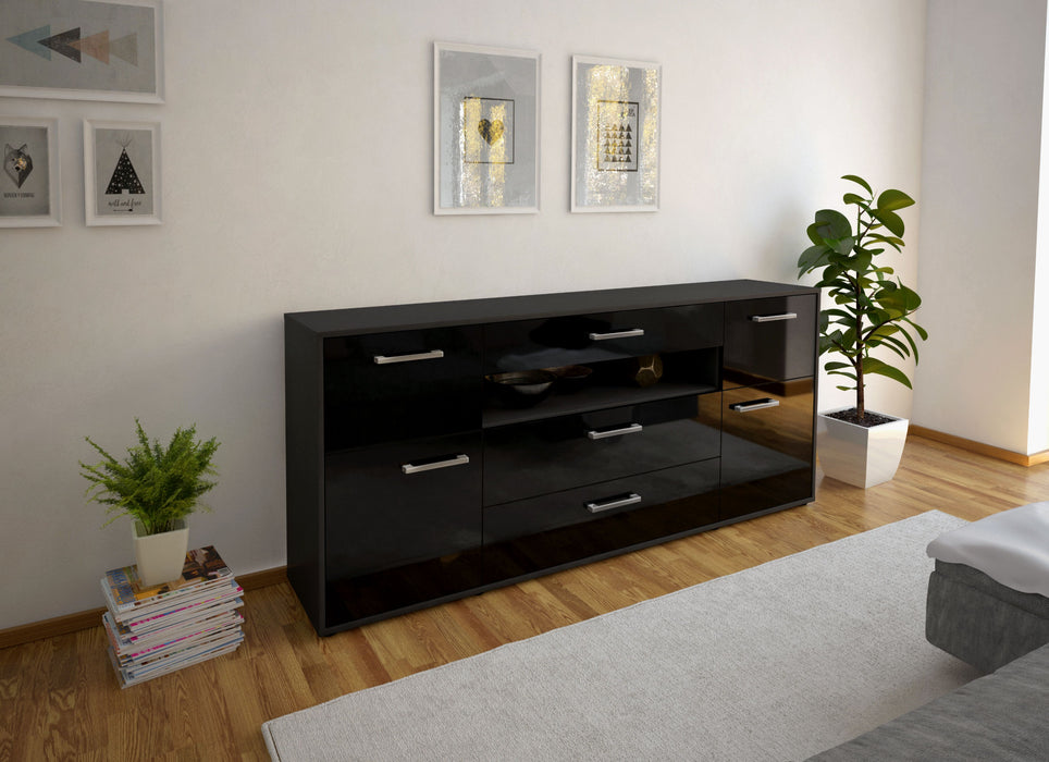 Sideboard Emma, Schwarz Front (180x79x35cm) - Dekati GmbH