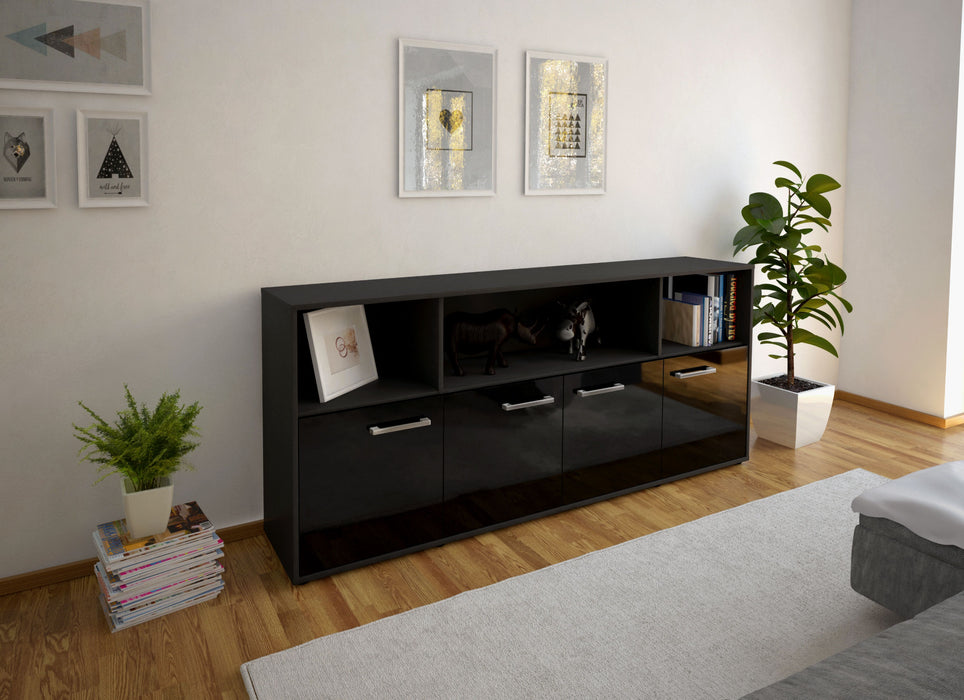 Sideboard Enrica, Schwarz Front (180x79x35cm) - Dekati GmbH