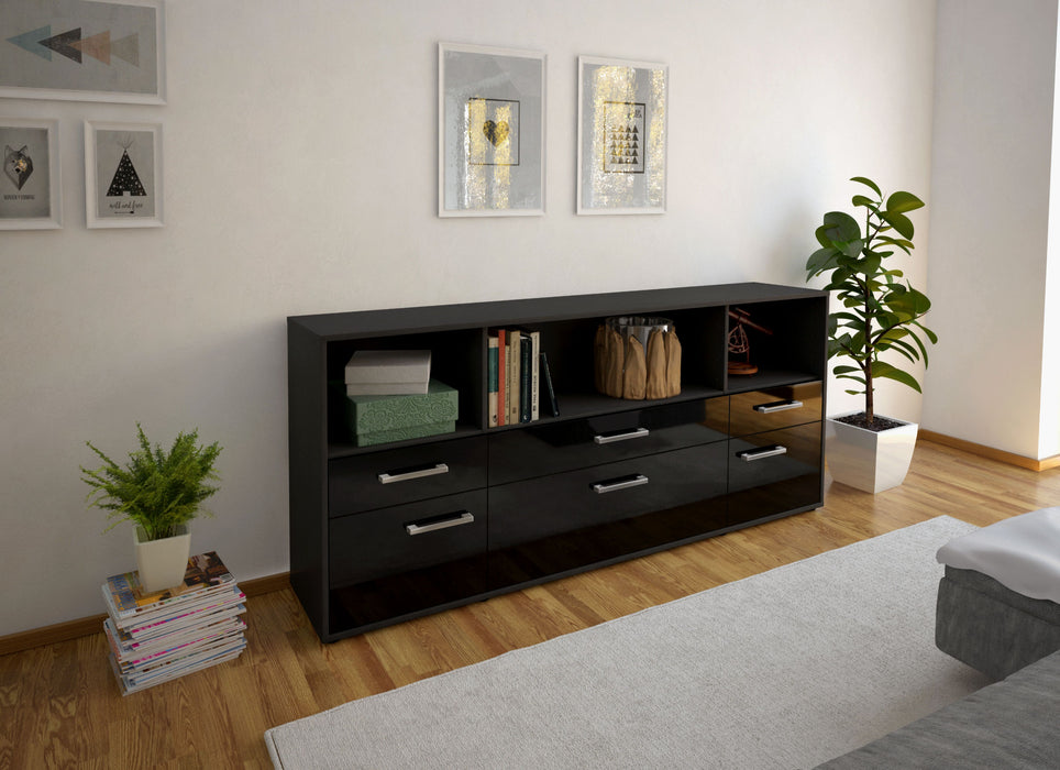 Sideboard Estella, Schwarz Front (180x79x35cm) - Dekati GmbH