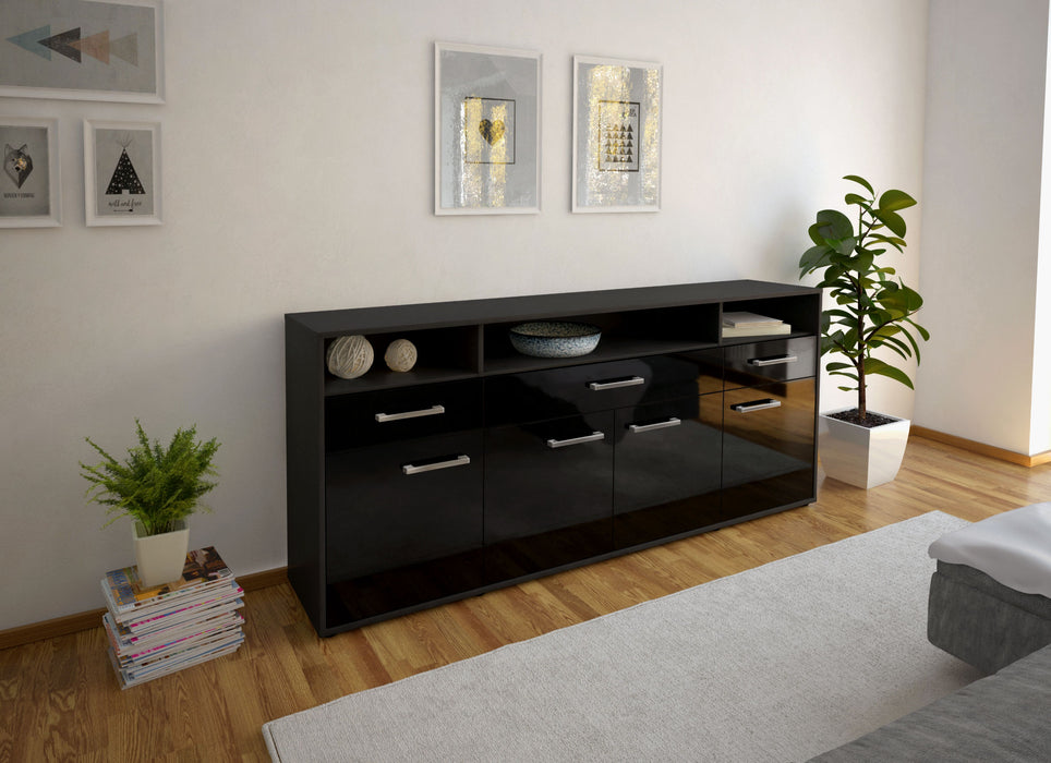 Sideboard Ezia, Schwarz Front (180x79x35cm) - Dekati GmbH