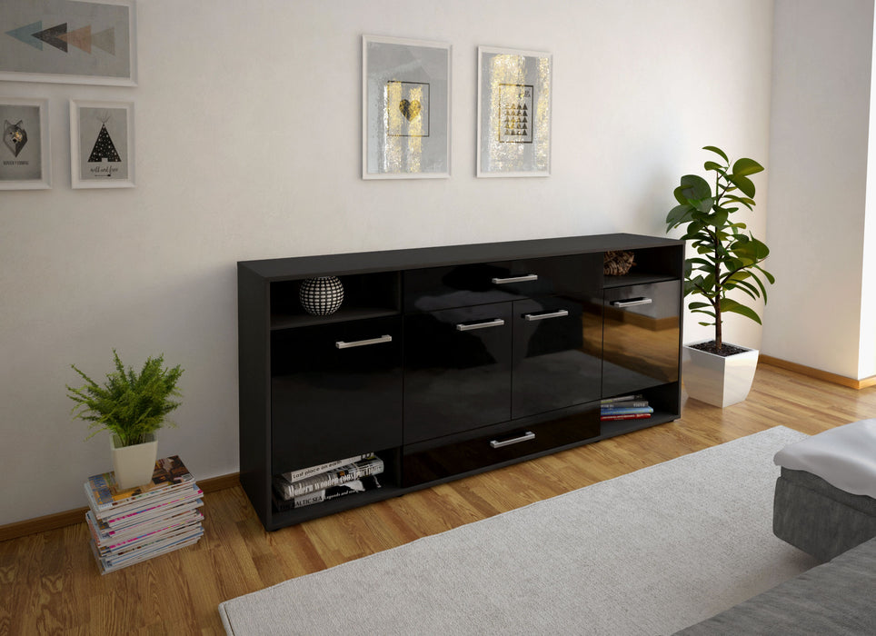 Sideboard Felicia, Schwarz Front (180x79x35cm) - Dekati GmbH