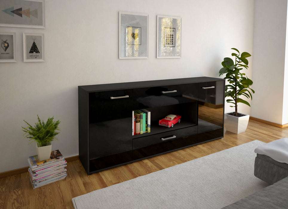 Sideboard Filomena, Schwarz Front (180x79x35cm) - Dekati GmbH