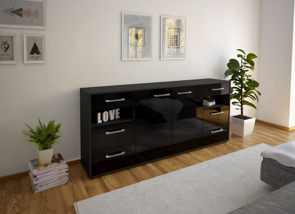 Sideboard Francesca, Schwarz Front (180x79x35cm) - Dekati GmbH