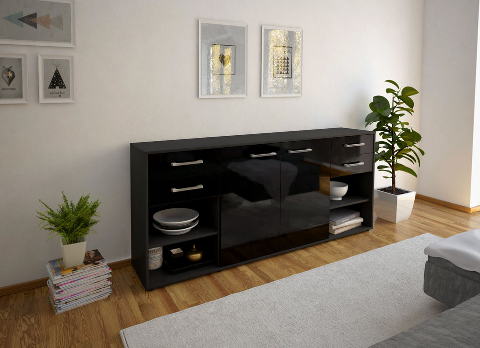 Sideboard Franka, Schwarz Front (180x79x35cm) - Dekati GmbH