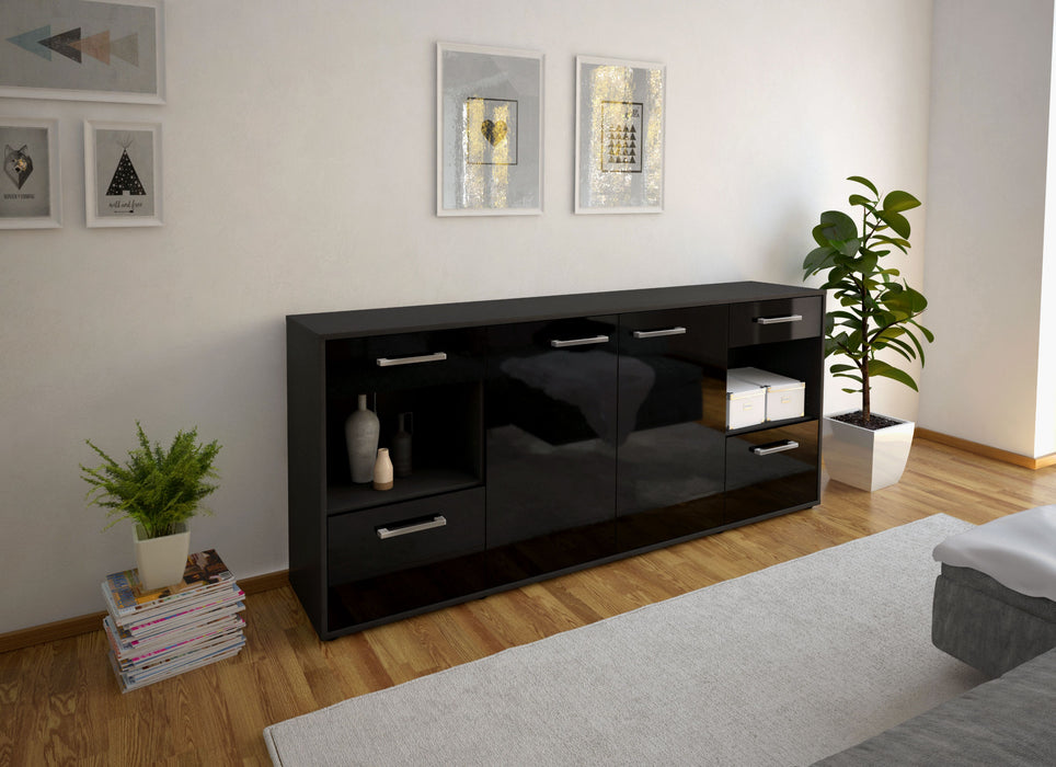 Sideboard Gabriella, Schwarz Front (180x79x35cm) - Dekati GmbH