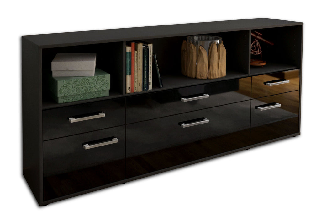 Sideboard Evelina, Schwarz Seite (180x79x35cm) - Dekati GmbH