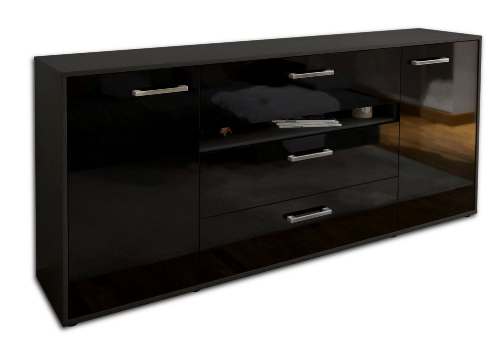 Sideboard Fernanda, Schwarz Seite (180x79x35cm) - Dekati GmbH