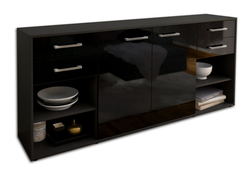 Sideboard Franka, Schwarz Seite (180x79x35cm) - Dekati GmbH