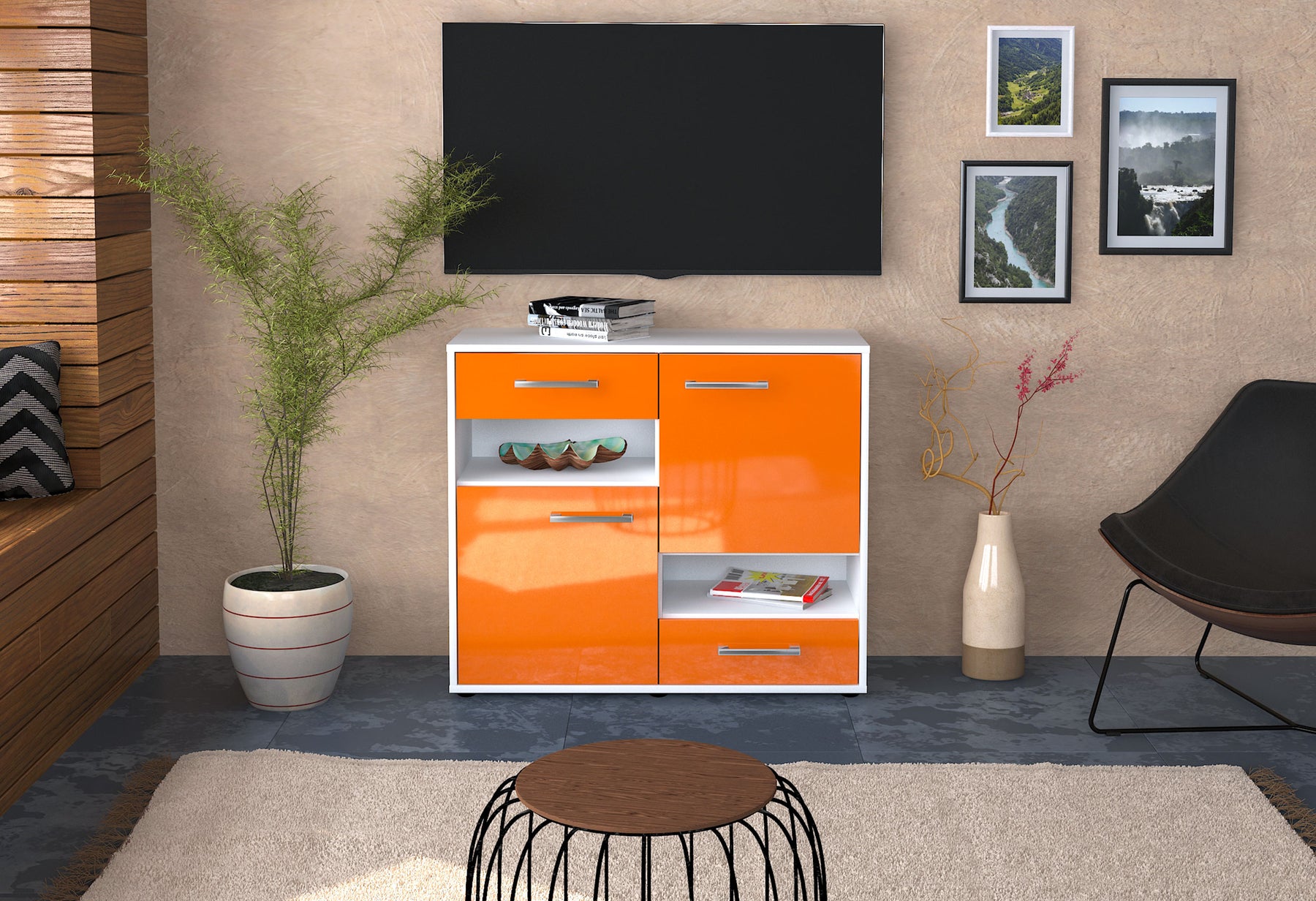 Sideboard Carmelina, Orange Studio (92x79x35cm) - Dekati GmbH