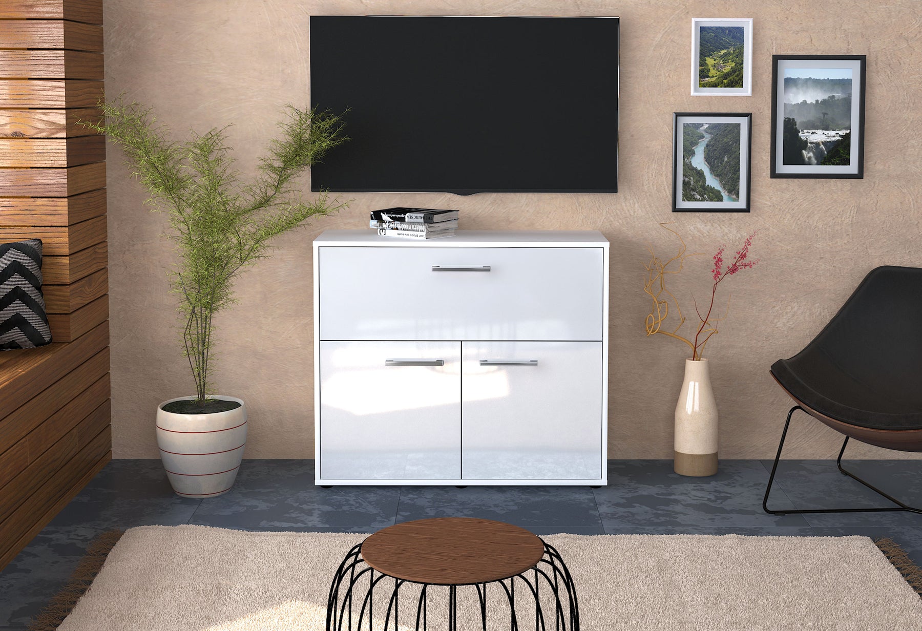 Sideboard Cassandra, Weiß Studio (92x79x35cm) - Dekati GmbH