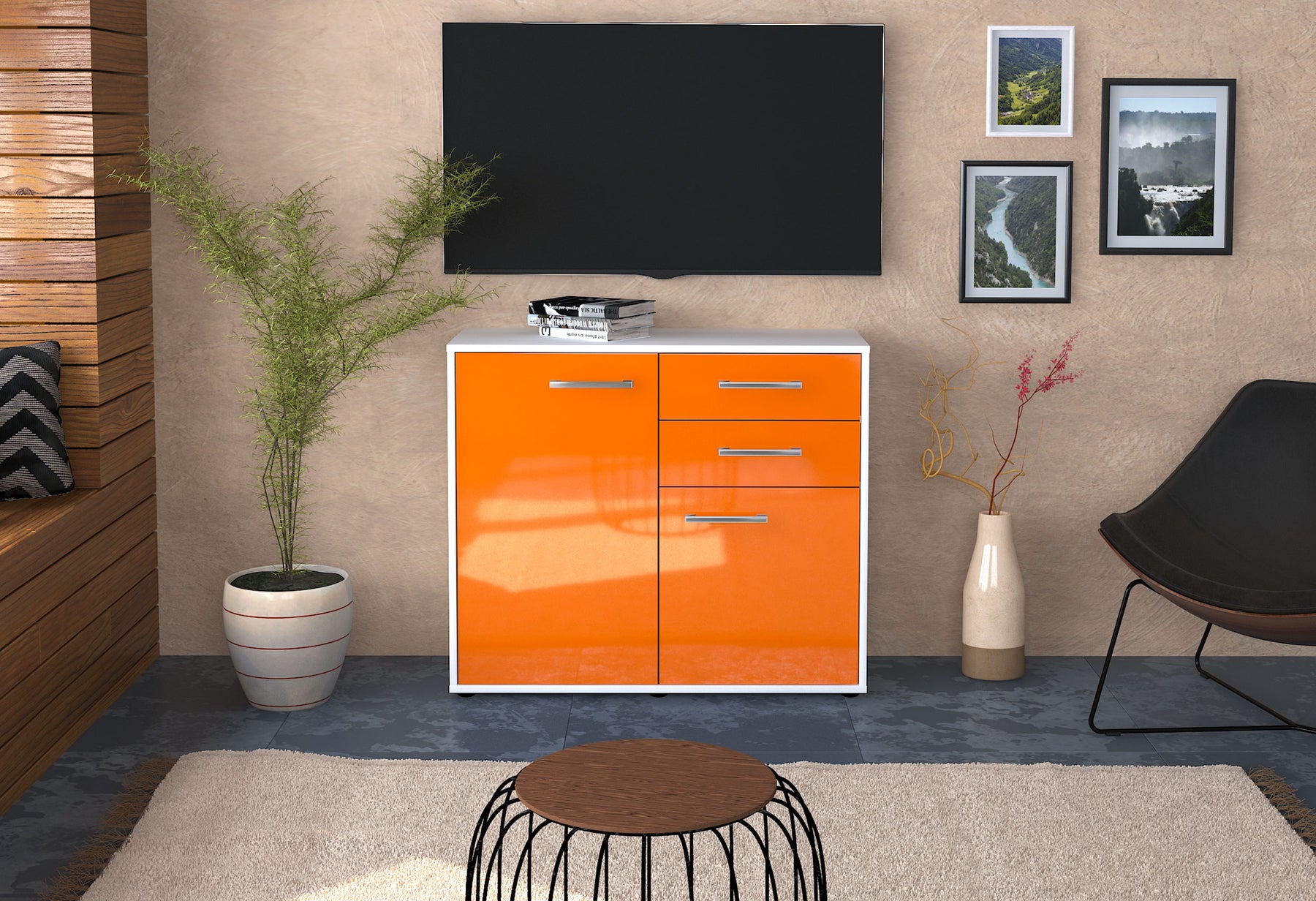 Sideboard Chantal, Orange Studio (92x79x35cm) - Dekati GmbH