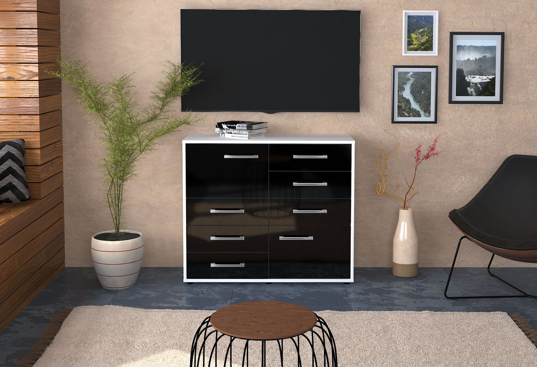 Sideboard Clarissa, Schwarz Studio (92x79x35cm) - Dekati GmbH