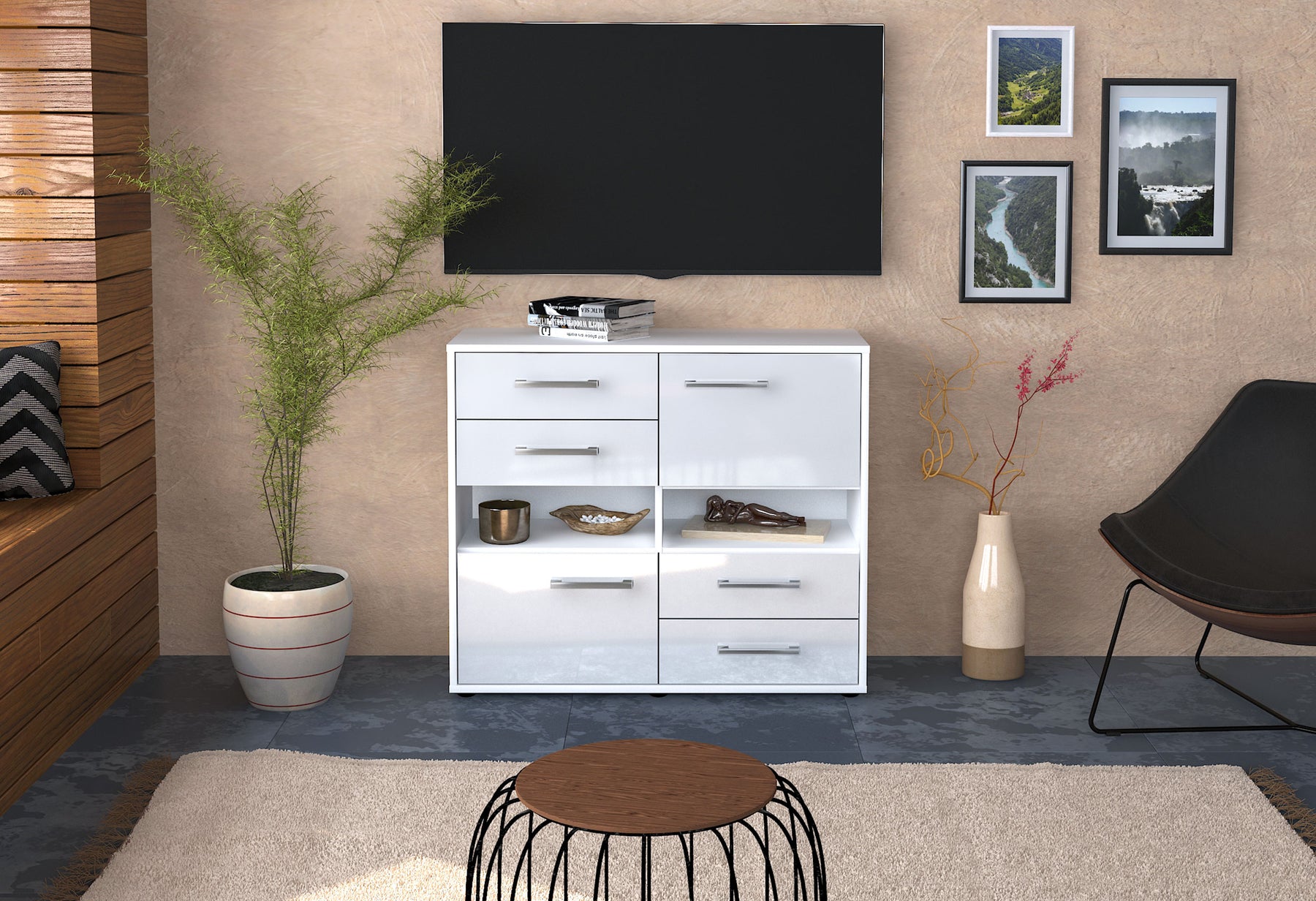 Sideboard Claudia, Weiß Studio (92x79x35cm) - Dekati GmbH