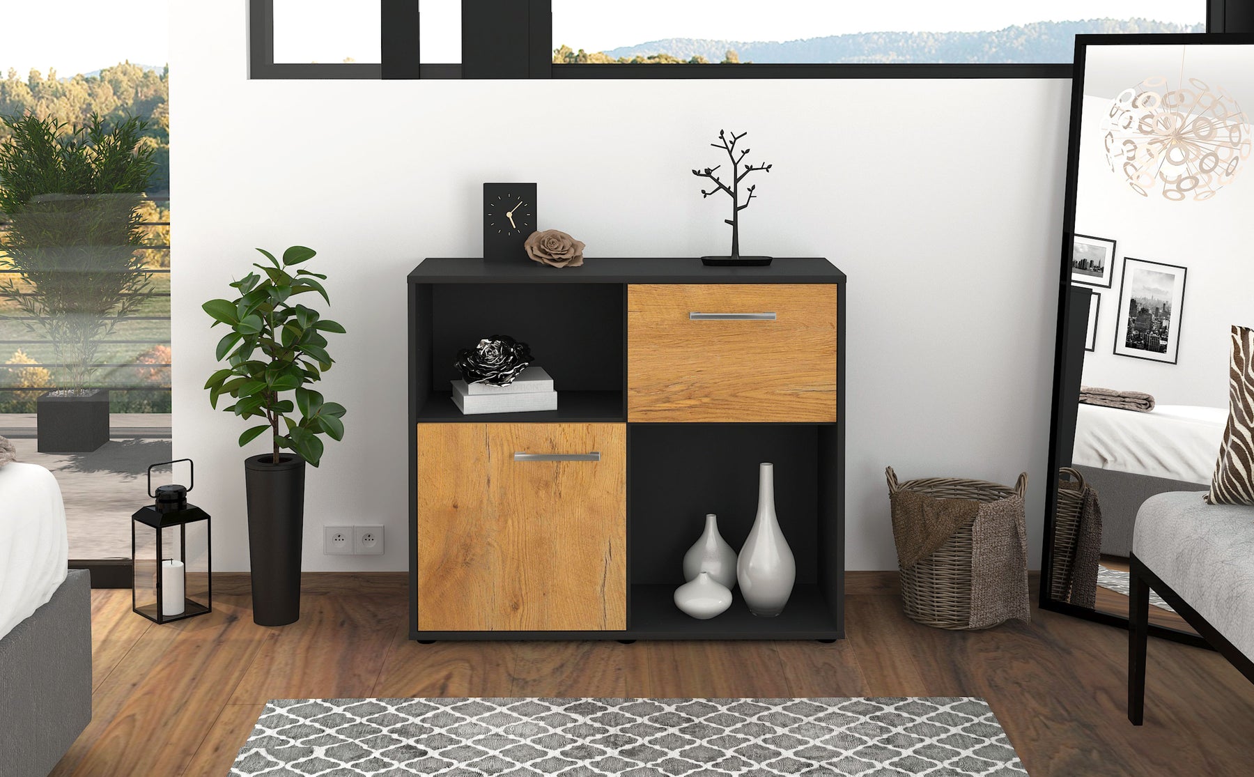 Sideboard Carola, Eiche Studio (92x79x35cm) - Dekati GmbH