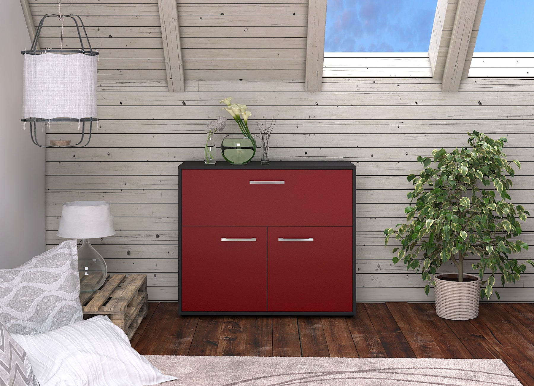 Sideboard Carolin, Rot Studio (92x79x35cm) - Dekati GmbH