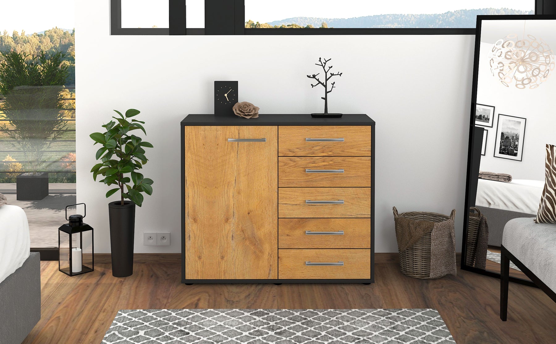 Sideboard Cecilia, Eiche Studio (92x79x35cm) - Dekati GmbH