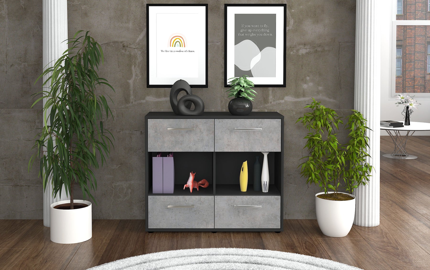 Sideboard Daniela, Beton Studio (92x79x35cm) - Dekati GmbH