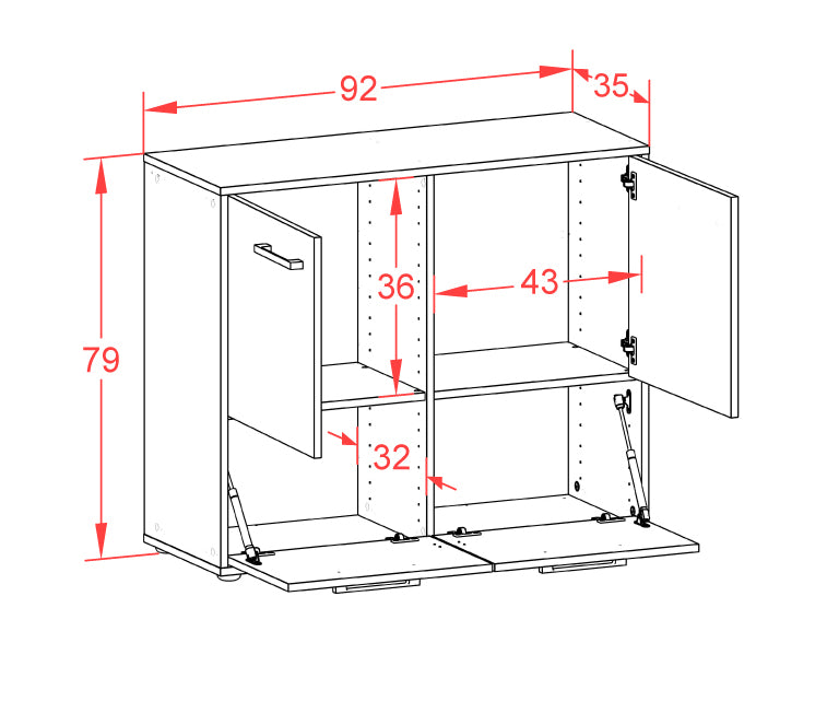 Sideboard Cara, Beton Maß ( 92x79x35cm) - Dekati GmbH