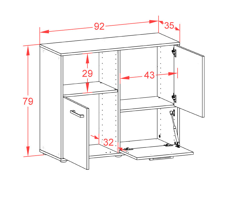 Sideboard Carina, Rost Maß ( 92x79x35cm) - Dekati GmbH