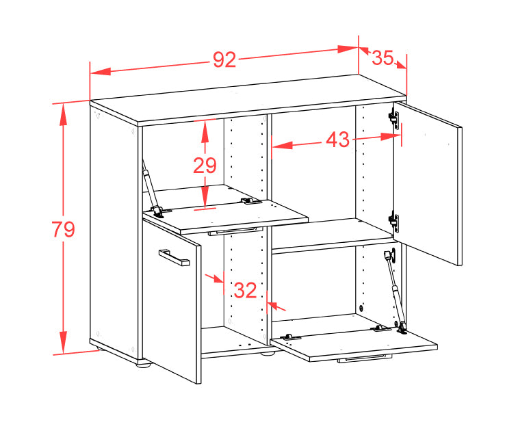 Sideboard Carla, Rost Maß ( 92x79x35cm) - Dekati GmbH