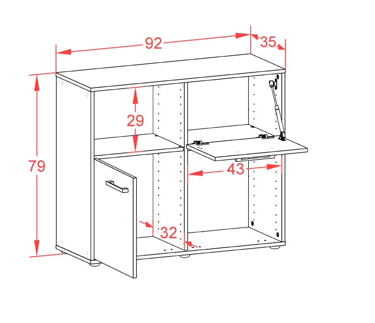 Sideboard Carola, Rost Maß ( 92x79x35cm) - Dekati GmbH