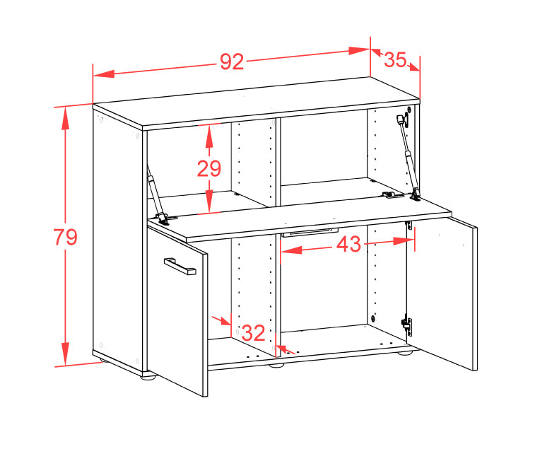 Sideboard Carolin, Rost Maß ( 92x79x35cm) - Dekati GmbH