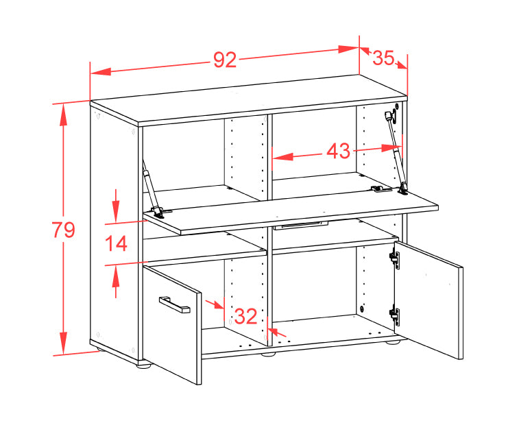 Sideboard Cassandra, Rost Maß ( 92x79x35cm) - Dekati GmbH